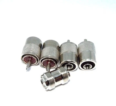MOONRAKER 4 X PL259 UHF Coax Plugs 6-mm for RG58 coax pack of 4 plus 1 pl258 coupler