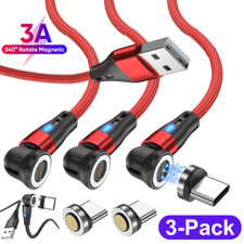 3X USB Magnetic Charger Type C Cable 540° Rotate For Samsung S21 S22 iPhone 15