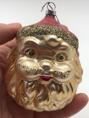 Vintage Christmas West Germany Santa Claus Head Face Mercury Glass ...