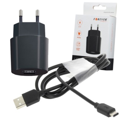 Chargeur Secteur USB + Câble Type-C Pour Sony Xperia XA2 - 2A, Noir, Neuf Sous Blister.