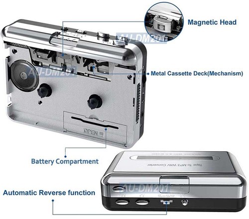 Reproductor de casete retro grabadora - Convertir cintas a MP3/WAV con salida USB y estéreo - Imagen 6 de 7