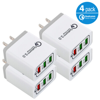 4-Pack USB Home Wall Fast Charger QC 3.0 for Cell Phone iPhone Samsung Android