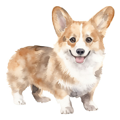 Aquarell Corgi Autoaufkleber 9x9 cm Niedlicher Hund In Wasserfarben Optik Vinyl