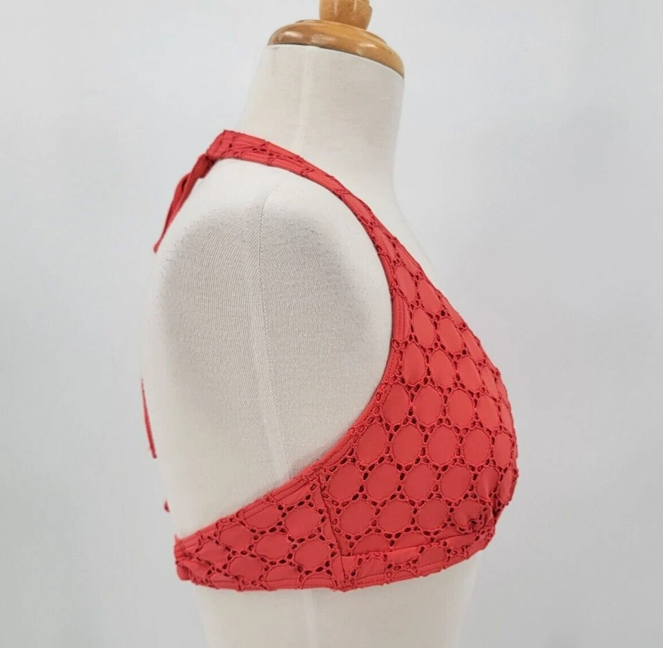 Top de bikini halter copa XL C para mujer Coco Rave traje de baño estampado de ojales Foto 2 de 4