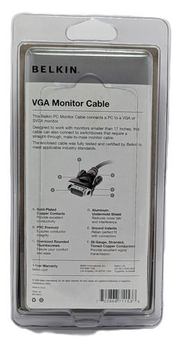 Belkin 6' VGA/SVGA Monitor Cable New in Package - Picture 2 of 2