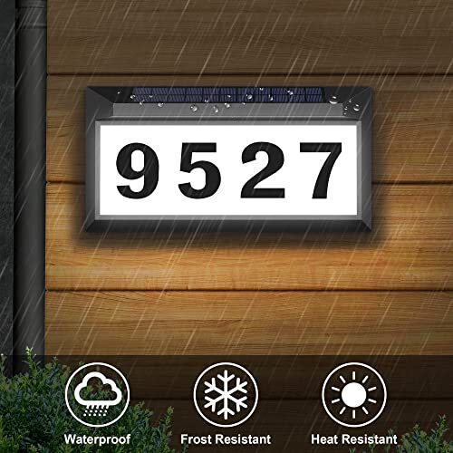 Solar Address Sign, Lighted Address Plaque Outdoor Waterproof, Black - Picture 4 of 6