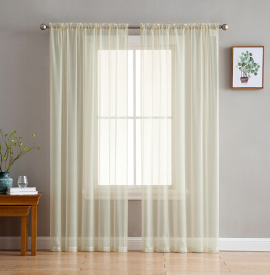 Jenna Collection Sheer Voile Solid Window Curtain Panel  - Set of 2 - ALL COLORS