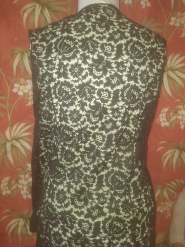 Vintage 50s Lime & Black Sexy Nylon Lace Keyhole Blouse Rockabilly Pinup Large - Picture 4 of 7