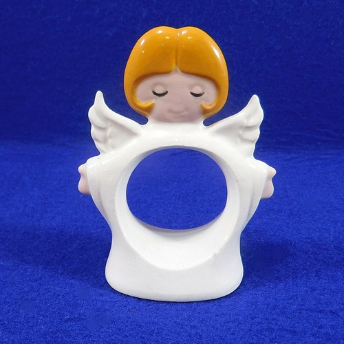 Set of 8 Handcrafted Ceramic Angel Napkin Rings Christmas Holidays 3-1/2" - Picture 2 of 8