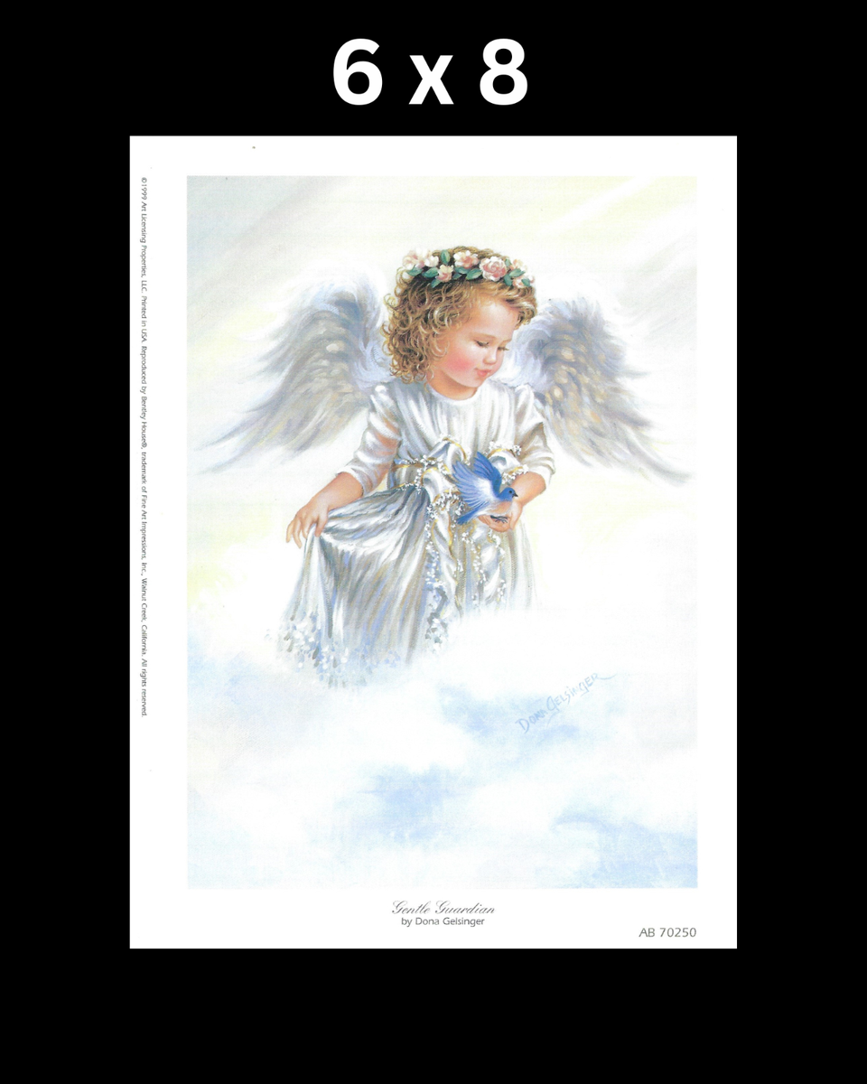 Unframed 6 x 8 Wall Art Print & Decor- Baby Angel Girl with Blue