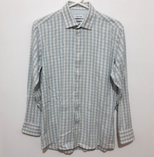 Calvin Klein Dress Shirt Mens Blue White Checkered Long Sleeve Button Up Size M