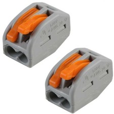 Cable Wire Connector Clamp 2 Way Reusable Spring 2P Electric Terminal Block  