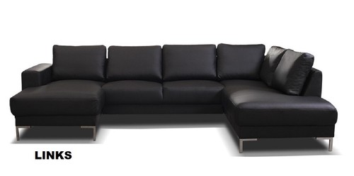 ECKSOFA U-FORM LEDER LOOK SCHWARZ OTTOMANE LINKS RECHTS COUCH FARBEN KUNSTLEDER - Bild 2 von 6