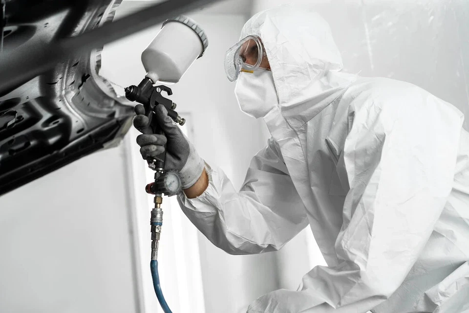 Protective Painters Coveralls HazMat Suit Chemical Protection Spray Booth Paints - Image 4 of 4