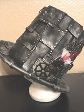 COSPLAY Steam Punk Kostium Stovepipe Top Hat, srebrny sztuczny metal, podobny do M 7 1/4