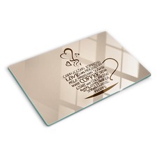 Glas-Herdabdeckplatte Ceranfeldabdeckung Spritzschutz 80x52 Kaffeetasse