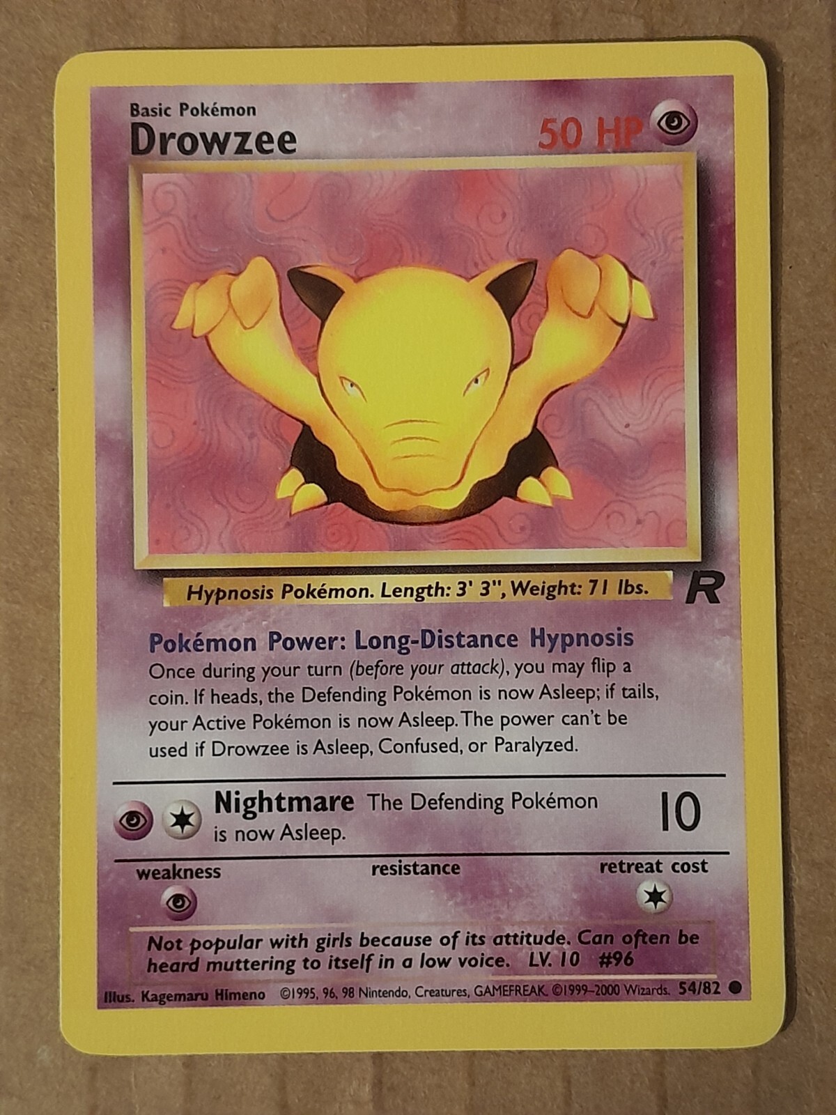 Pokemon Drowzee 54/82 Team Rocket Near Mint See Pictures