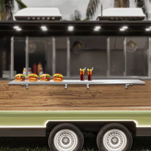 96X12" Folding Shelf Stainless Steel Food Serving Shelf For Food Truck Trailer - Picture 2 of 6