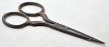 Antique Iron Small Fine Scissors Original Old Hand Crafted Engraved