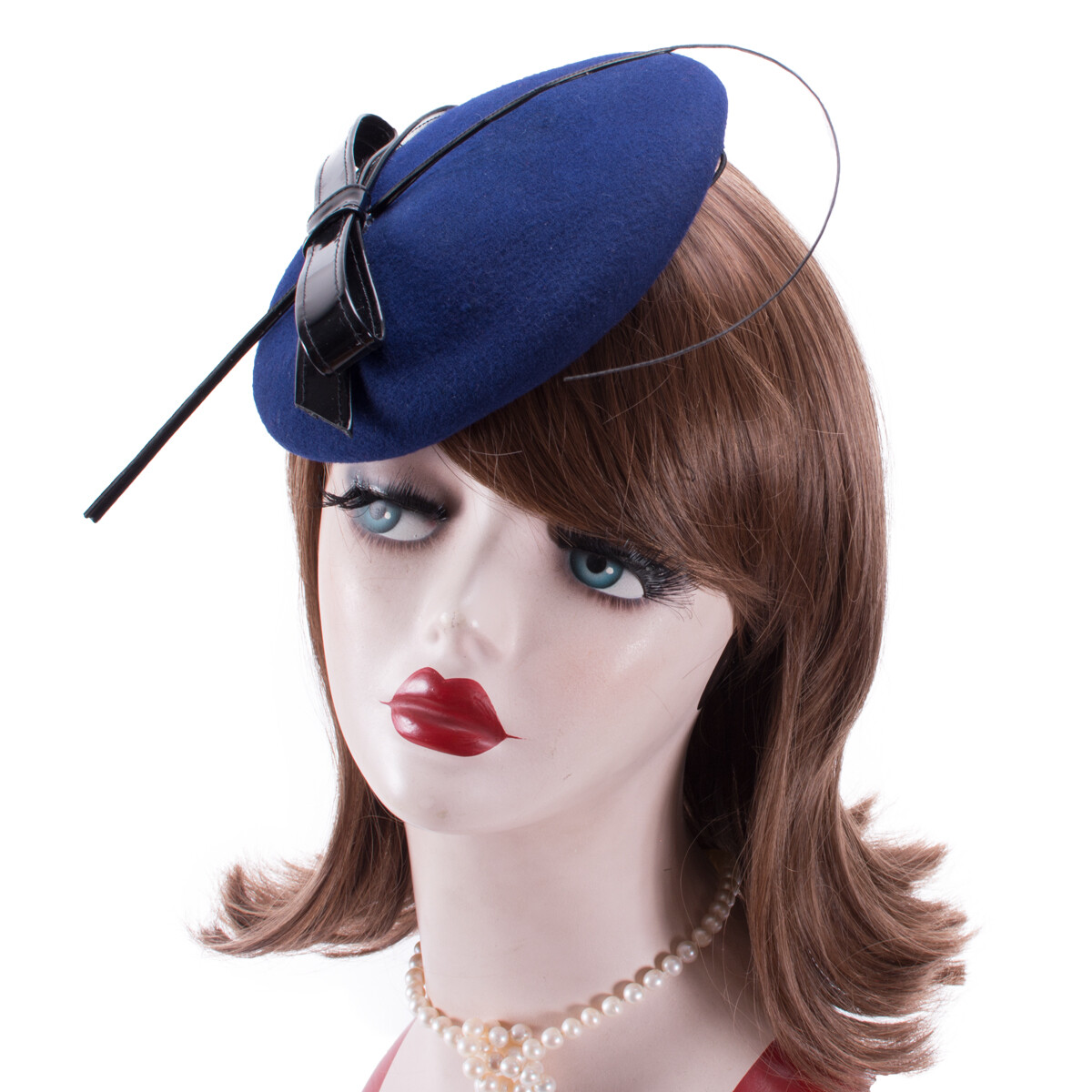 7594 Womens Ladies Bow Feather Felt Wool Fascinator Pillbox Tilt Cocktail Women Handmade Bow Feather Wool Felt Fascinator Pillbox Tilt  main image 4