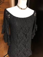 New Sexy Lacy Little Black Dress Ruffle Sleeve Cocktail • Party • Formal Holiday