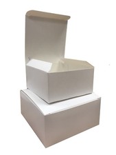 WHITE SQUARE BOXES - CARDBOARD TAKEAWAY TRAY BOX CASE PIE / CAKE SHOP PACKAGING