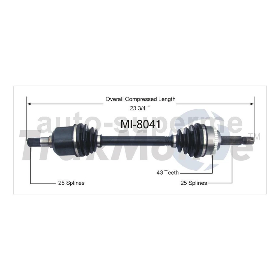 For Mitsubishi Expo 1992-1995 AWD Front Set CV Axle Shaft TrakMotive 2PCS — 第 3/4 张图片