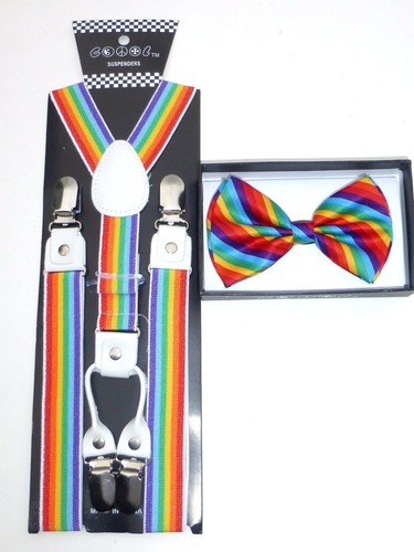 Suspendedores de cuero con clip y pajaritas elásticos ajustables de color a juego - Imagen 13 de 16