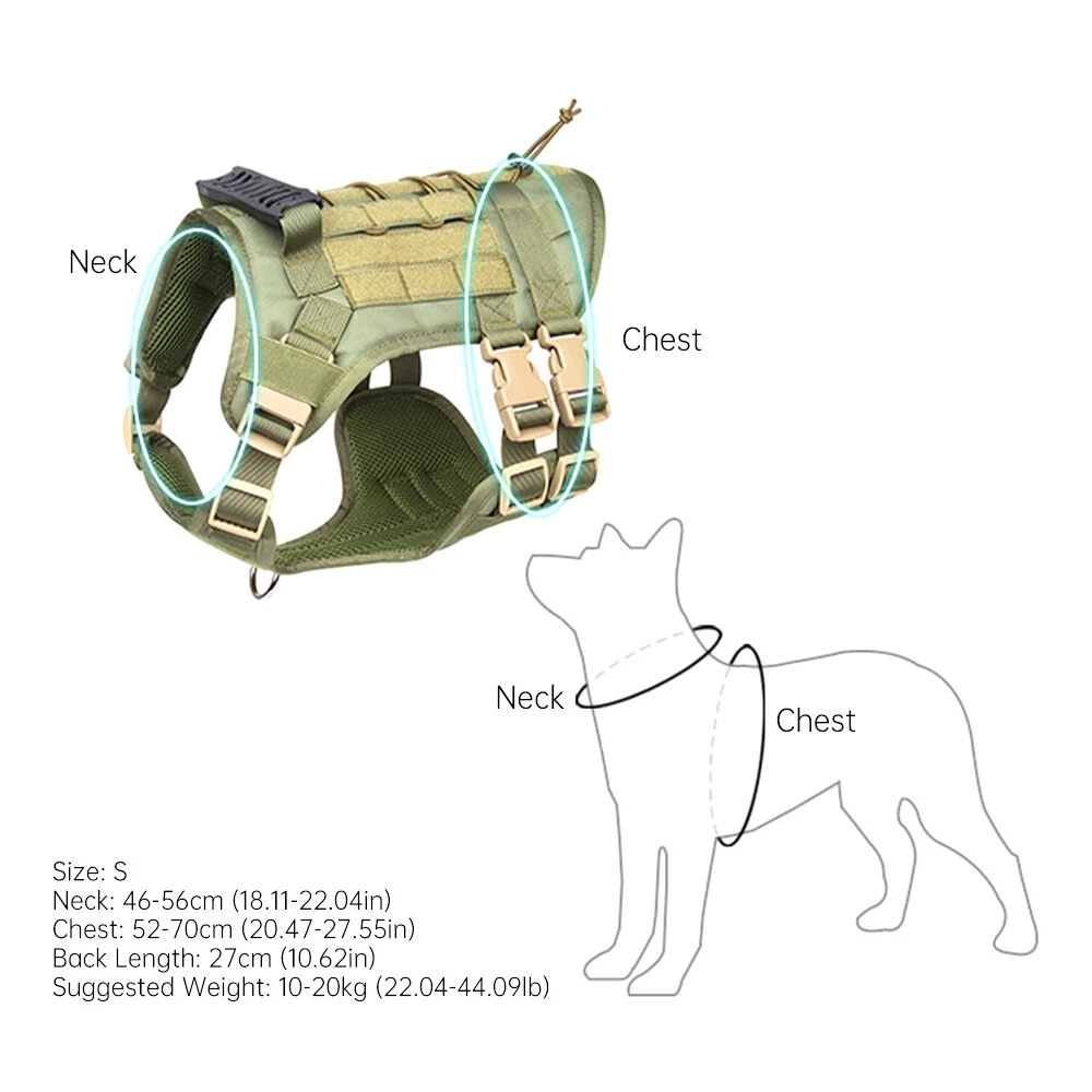 Dog Harness with Handle Pet Tactical Military Training Vest Waterproof S/M/L