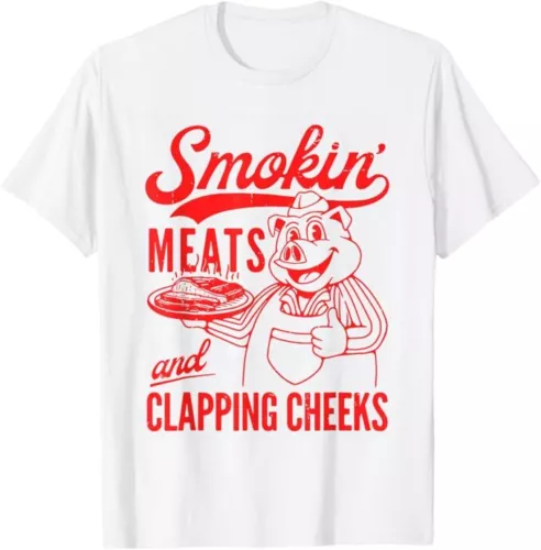 Funny BBQ Meat Groovy Smoking Meats And Clapping Cheeks T-Shirt, Size S-4XL