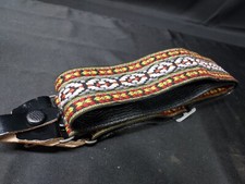 New Old Stock 1970s Embroidered Woven Hippie Guitar Strap Metal Buckle Unused