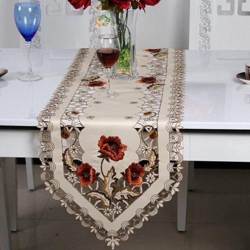 Mesa de comedor de encaje floral bordada alfombra tapetes boda fiesta decoración del hogar - Imagen 42 de 50
