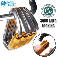 30KN Auto Carabiner Locking Heavy Duty Aluminum Climbing D-Ring Clips Key Chain