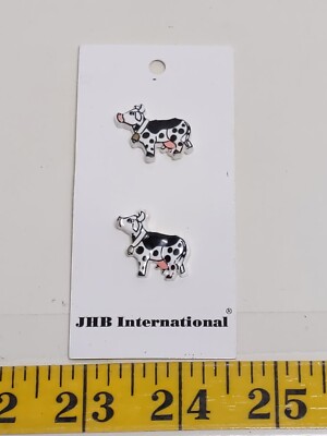 JHB International Cow Buttons Set of 2 Black White Novelty Sewing Craft 