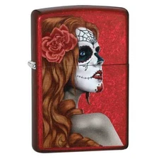 Zippo 28830 Day of The Dead: Girl Candy Apple Red Pocket Lighter