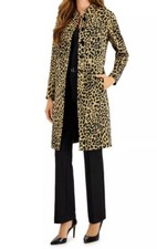 Kasper Long Leopard Print Coat Size 16 Nwt Msrp $169