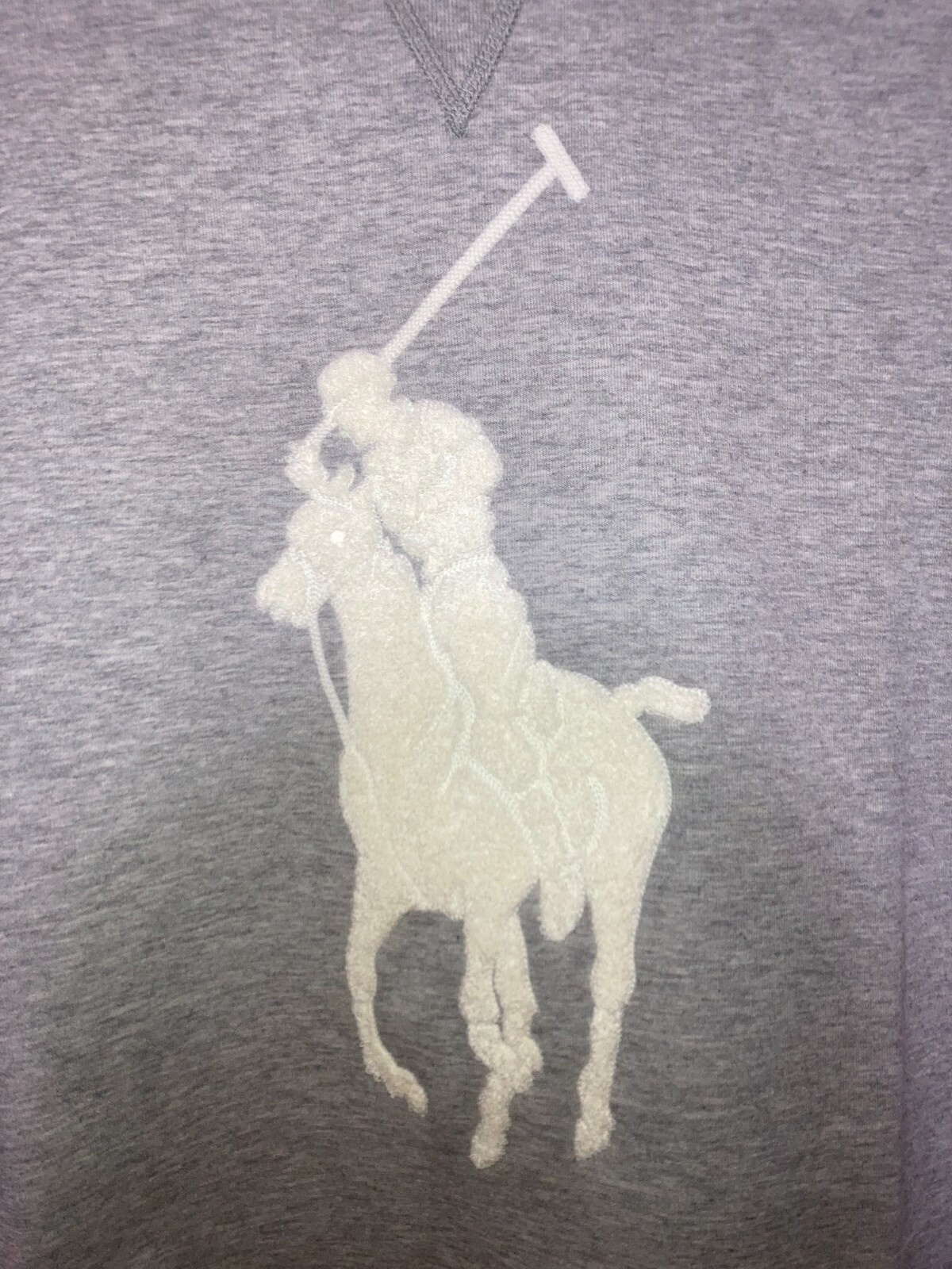 POLO RALPH LAUREN GRIGIO CINIGLIA BIANCA GRANDE PONY FELPA GIROCOLLO TAGLIA M