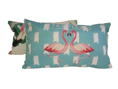 Rechteckiges längliches Kissen Flamingoblatt 30 x 50 cm nur Bezug wählbar/gefülltes Kissen