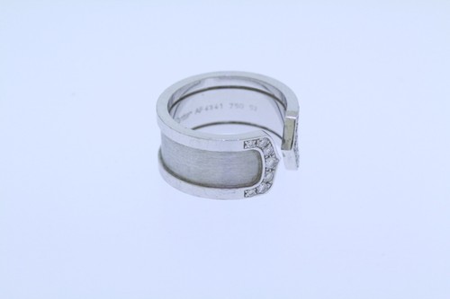 Auténtico Anillo Cartier Doble C En Oro Blanco 18k Con Diamantes Talla 7 - Imagen 7 de 24
