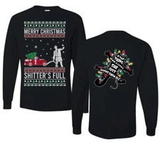 Merry Christmas Shitters Full Front and Back Men Long Sleeve Shirt