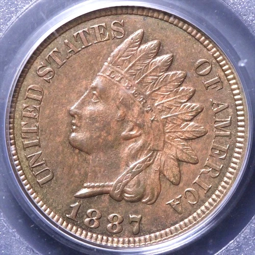 1887 Indian Cent, PCGS MS 64 Bn,