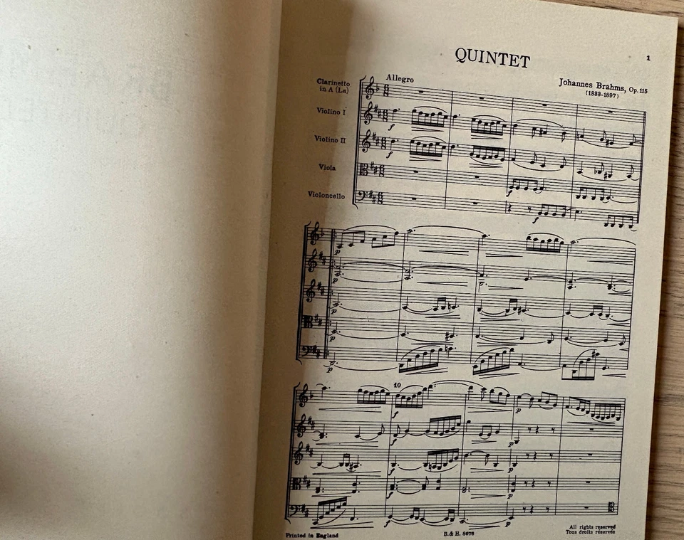 BRAHMS CLARINET QUINTET POCKET SCORE SHEET MUSIC BOOK (1941) +ANALYSIS SHEET - Image 4 of 4