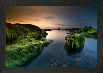 Schönes gerahmtes Wandbild mit Meerblick Poster Leinwanddruck Bild
