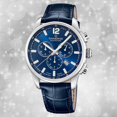 Armbanduhr Leder blau Analog Herren Sport Uhr Candino Sport UC4745/2