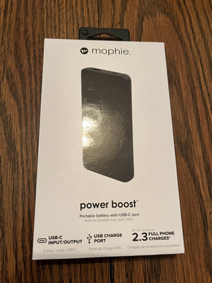 Brand New - Mophie Power Boost Portable Battery USB-C Port PWR-BOOST 10,000 mAh