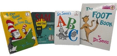 Vintage Dr. Seuss Book Lot (4) Sam The Firefly, ABC, Foot Book,Read W/Eyes Shut