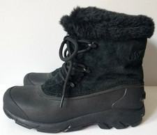 Sorel Snow Angel Black Suede Rubber Waterproof Lined Lace up Ankle Boots Size 7
