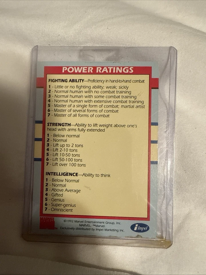 Tarjeta Power Ratings 1992 X-Men Serie 1 Jim Lee, Edición Coleccionable Rara Foto 3 de 3