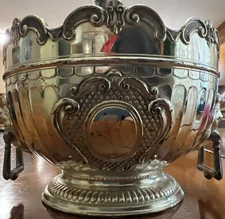 Vintage Lion's Head Handles Silver Plated Bowl Corbell & Co Monteith Victorian