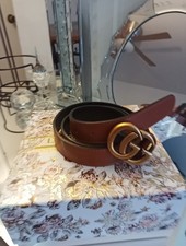 Gucci GG Marmont Wide Belt Brown Leather Size 44/110 got very small white stain